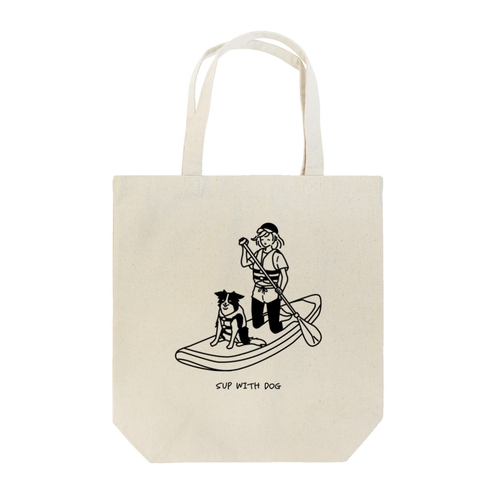 QROOVYのSUP WITH DOG　ボーダーコリー Tote Bag