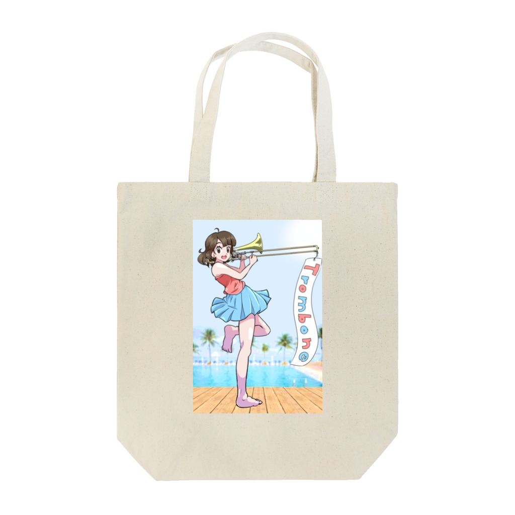 ももねこ工房（　◜◡‾）のトロンボーンのイラスト Tote Bag