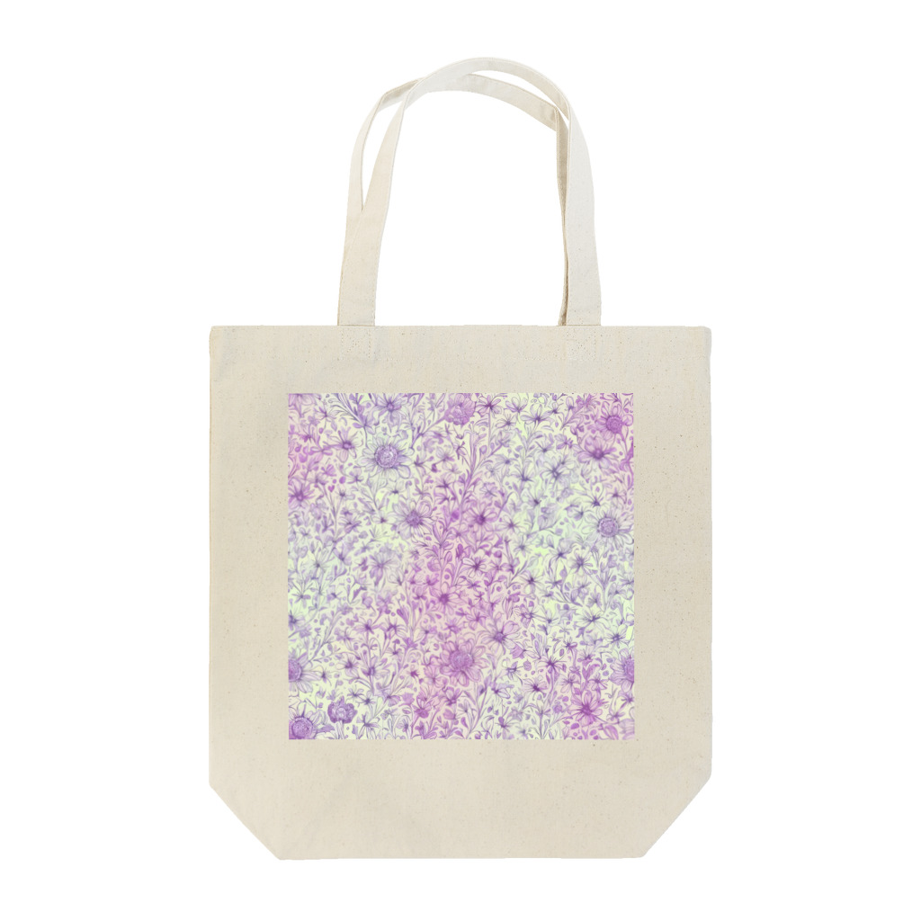 _Anzu_homedecorの花柄　紫と白　艶 Tote Bag