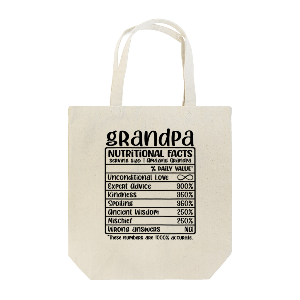 アメリカンデザインラバーのおじいちゃんの栄養成分 Tote Bag