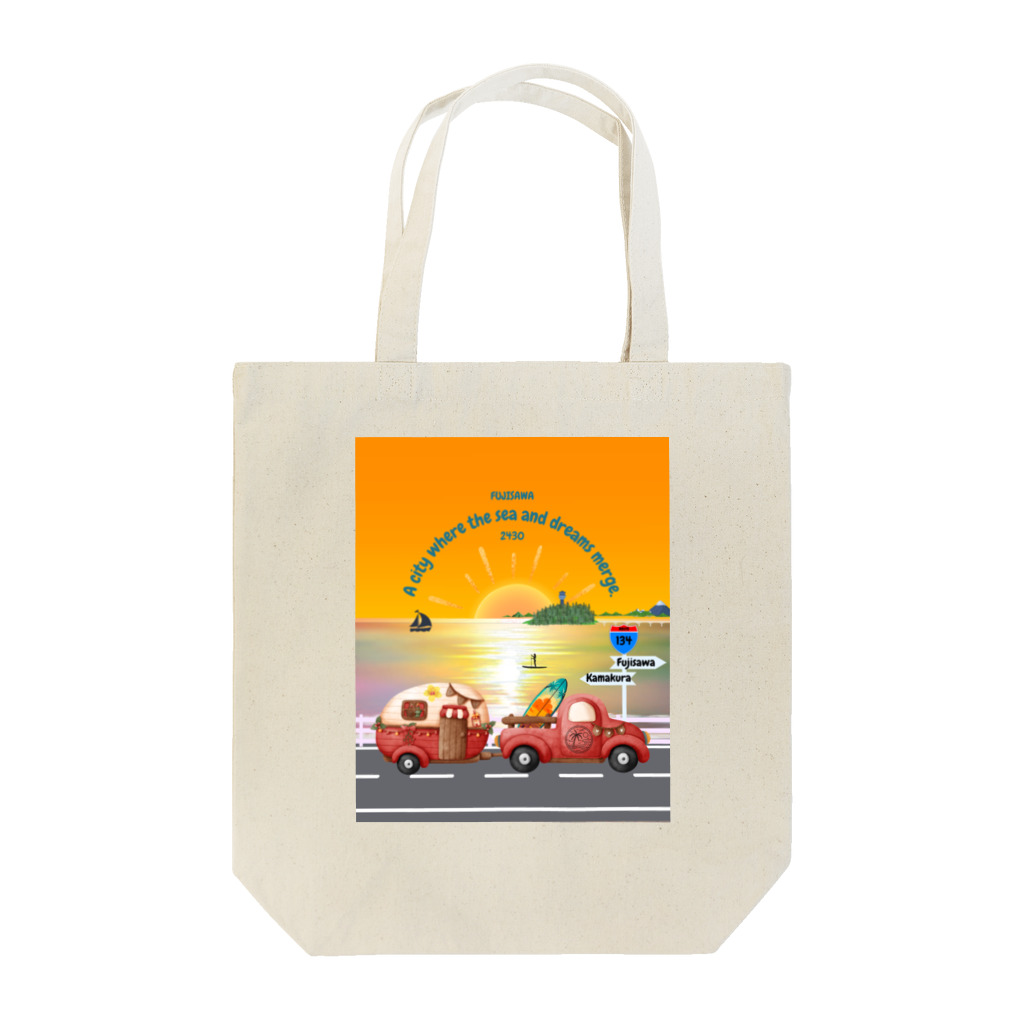 CyberArmadilloの湘南藤沢（2430）夕焼けコレクション Tote Bag