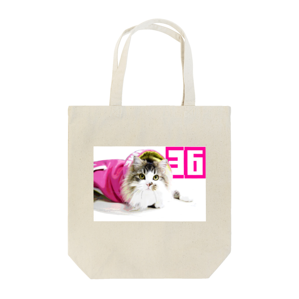 ラガマフィンの36さんの丸ドットモザイクピンクパーカー36CAT Tote Bag