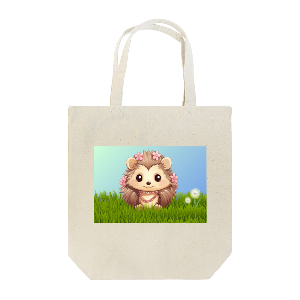 Vasetti_pressの草の中に座っているハリネズミ Tote Bag