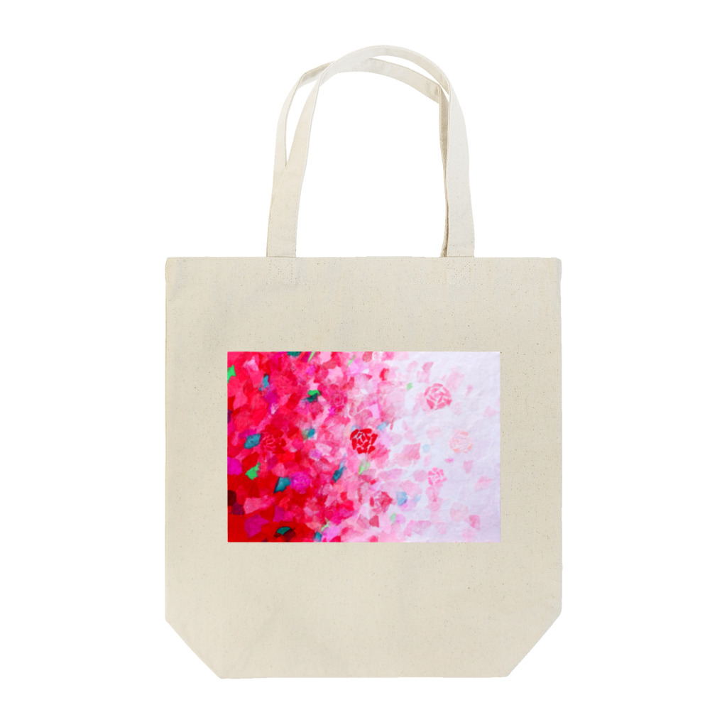 Nattsu.のアートショップのAroma -rose-  バラ・ローズ　半紙コラージュ トートバッグ