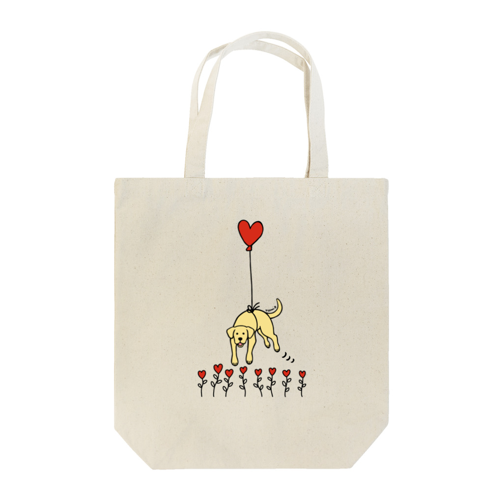 ハッピー・ラブラドールズの浮かぶイエローラブラドール Tote Bag