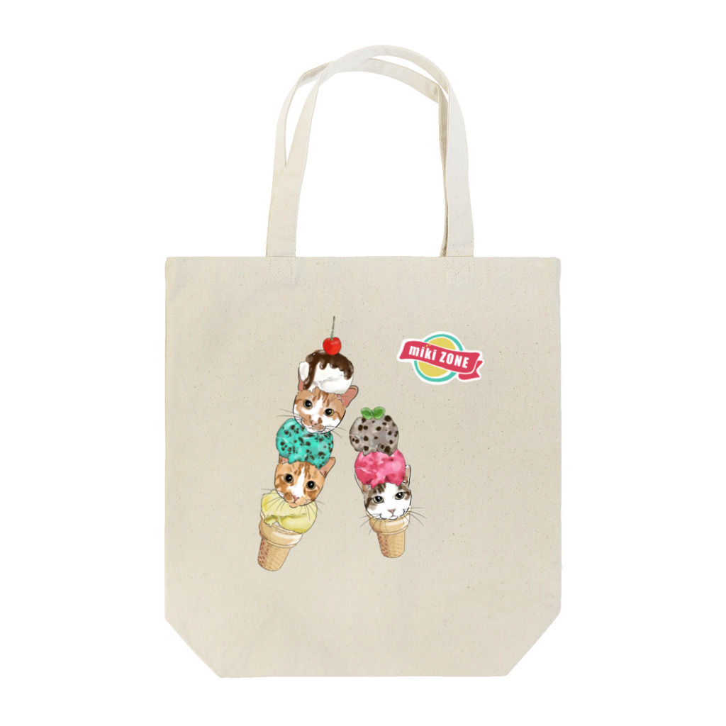 みきぞーん｜保護猫 ミッキー画伯と肉球とおともだちのrui&ram&ta-chan ice Tote Bag