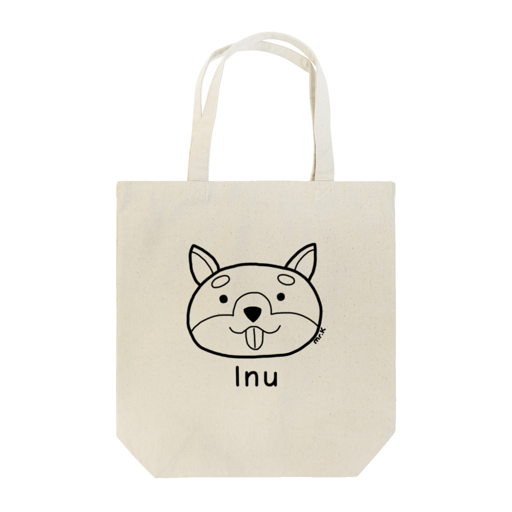 MrKShirtsのInu (犬) 黒デザイン トートバッグ