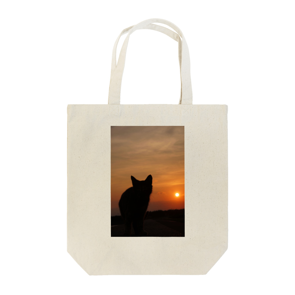 シッポ追いの猫写真店の夕暮れの道 Tote Bag