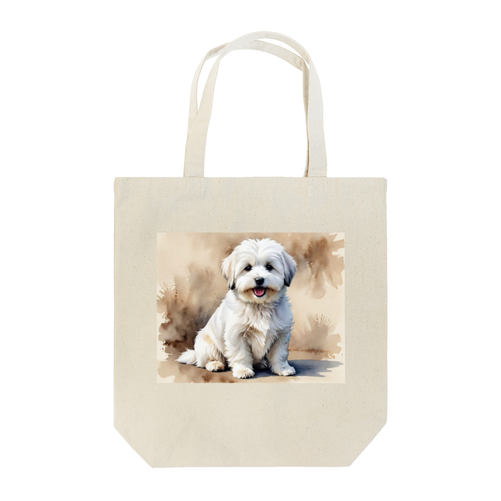 Animal Illustration shopのコトン・ド・テュレアール　Coton de Tulear　水彩画風 トートバッグ