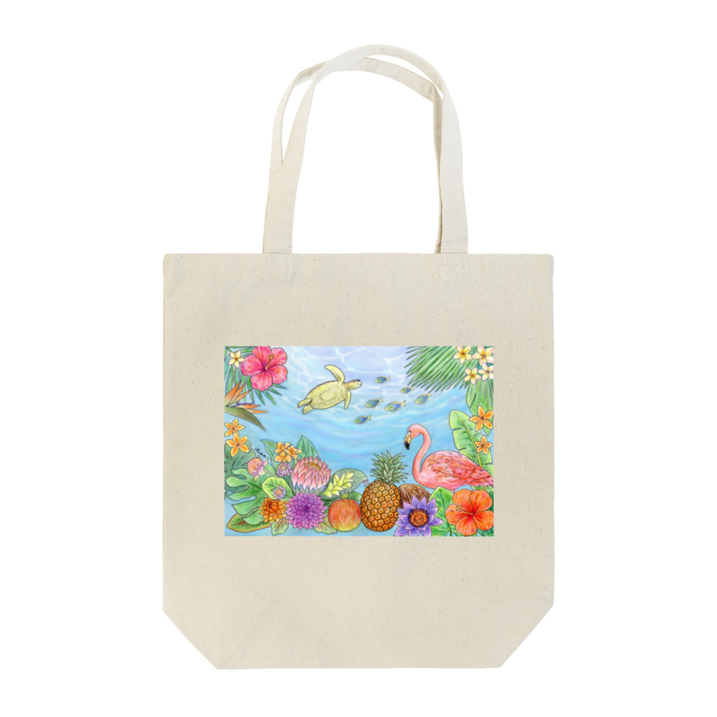 広東もなグッズのトロピカル色鉛筆画グッズ Tote Bag