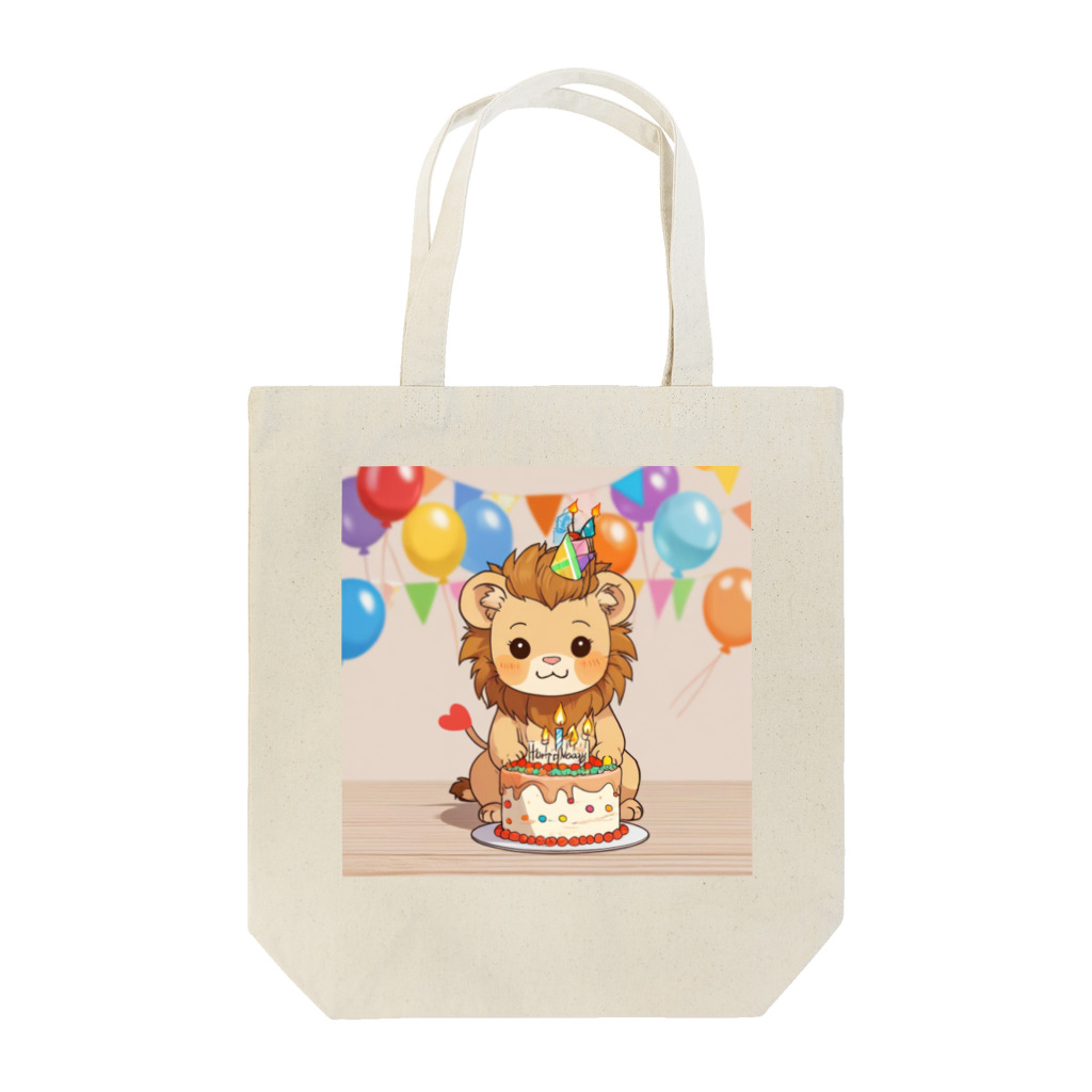 ganeshaの可愛いライオンとバースデーケーキ Tote Bag