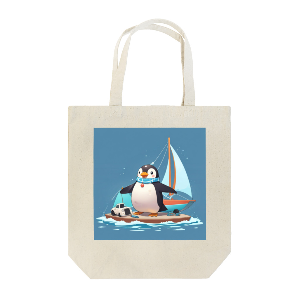 ganeshaのおもちゃのヨットでかわいいペンギンに出会おう Tote Bag