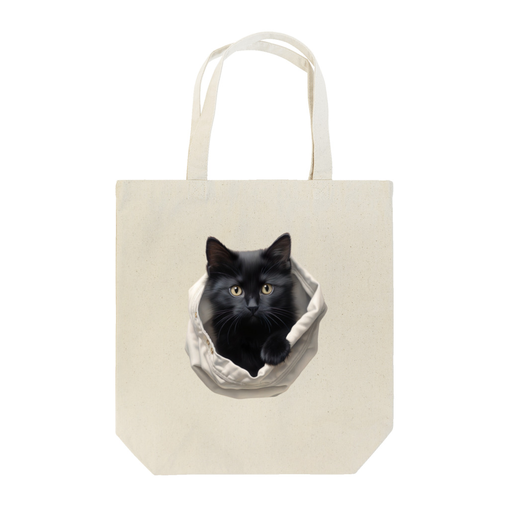 日向ぼっこの黒猫ちもinポケット Tote Bag