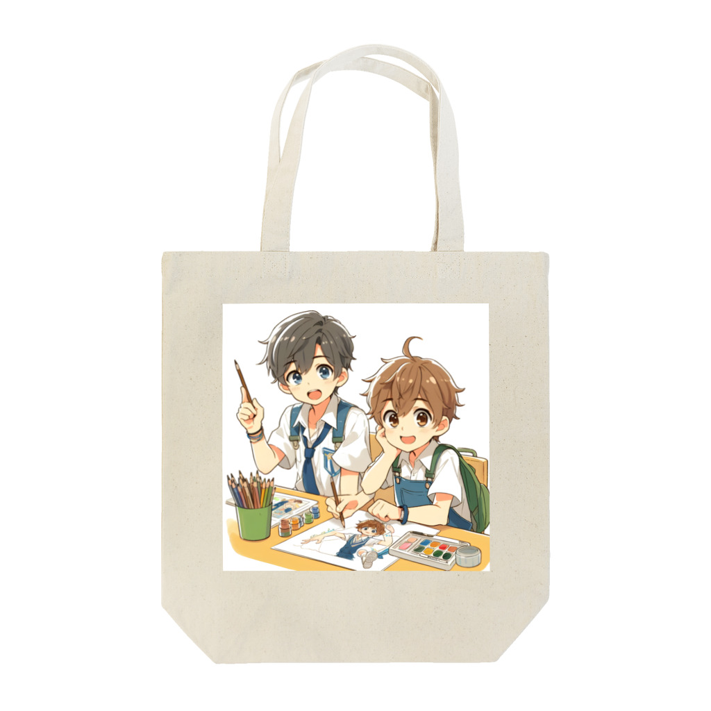 可愛い男の子イラスト販売所　By,keicyanの男の子　中学1年生　美術部 Tote Bag