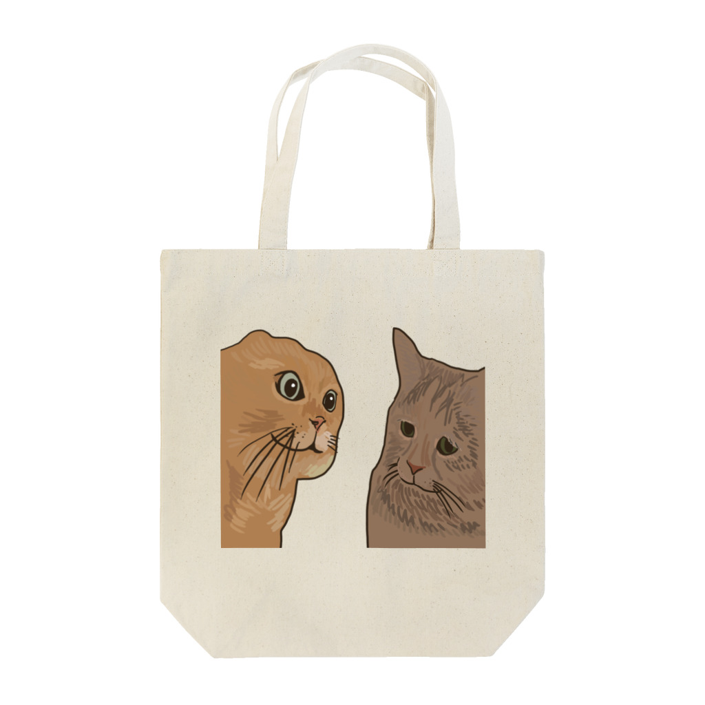 手書きイラストで猫ミームの名コンビ Tote Bag