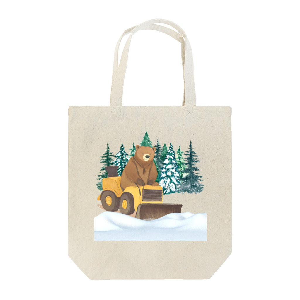 HappyFaceMarketの雪かきするクマ Tote Bag