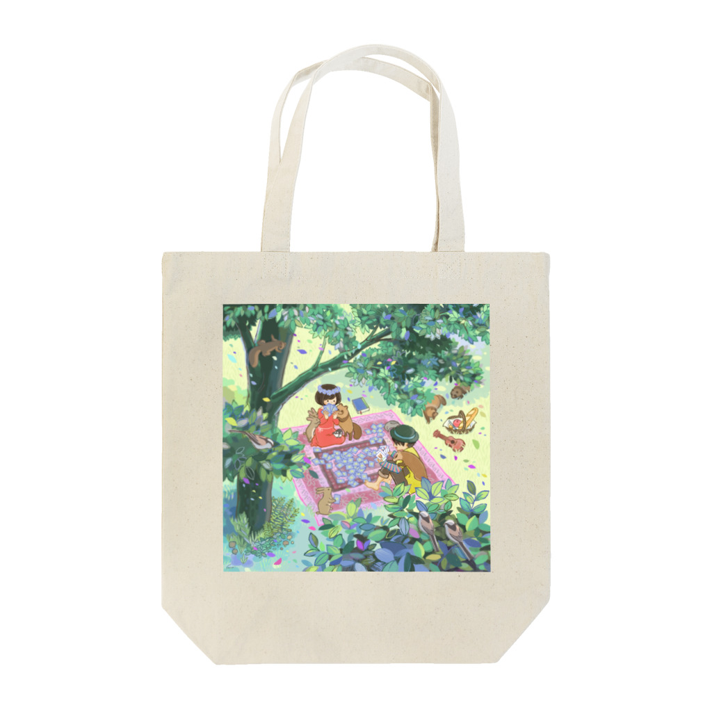 イケガメ シノのトランプするふたりと動物達 Tote Bag