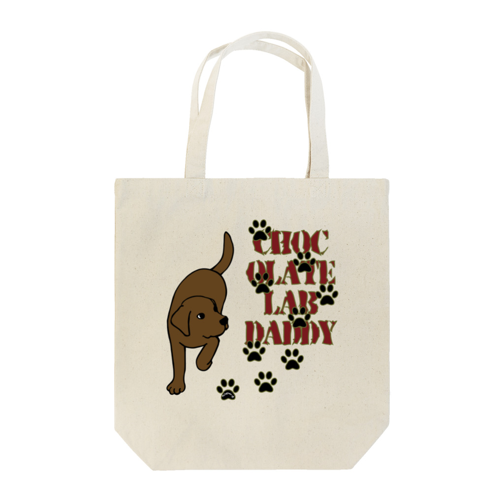 ハッピー・ラブラドールズのChocolate Lab Daddy　チョコレートラブラドール Tote Bag