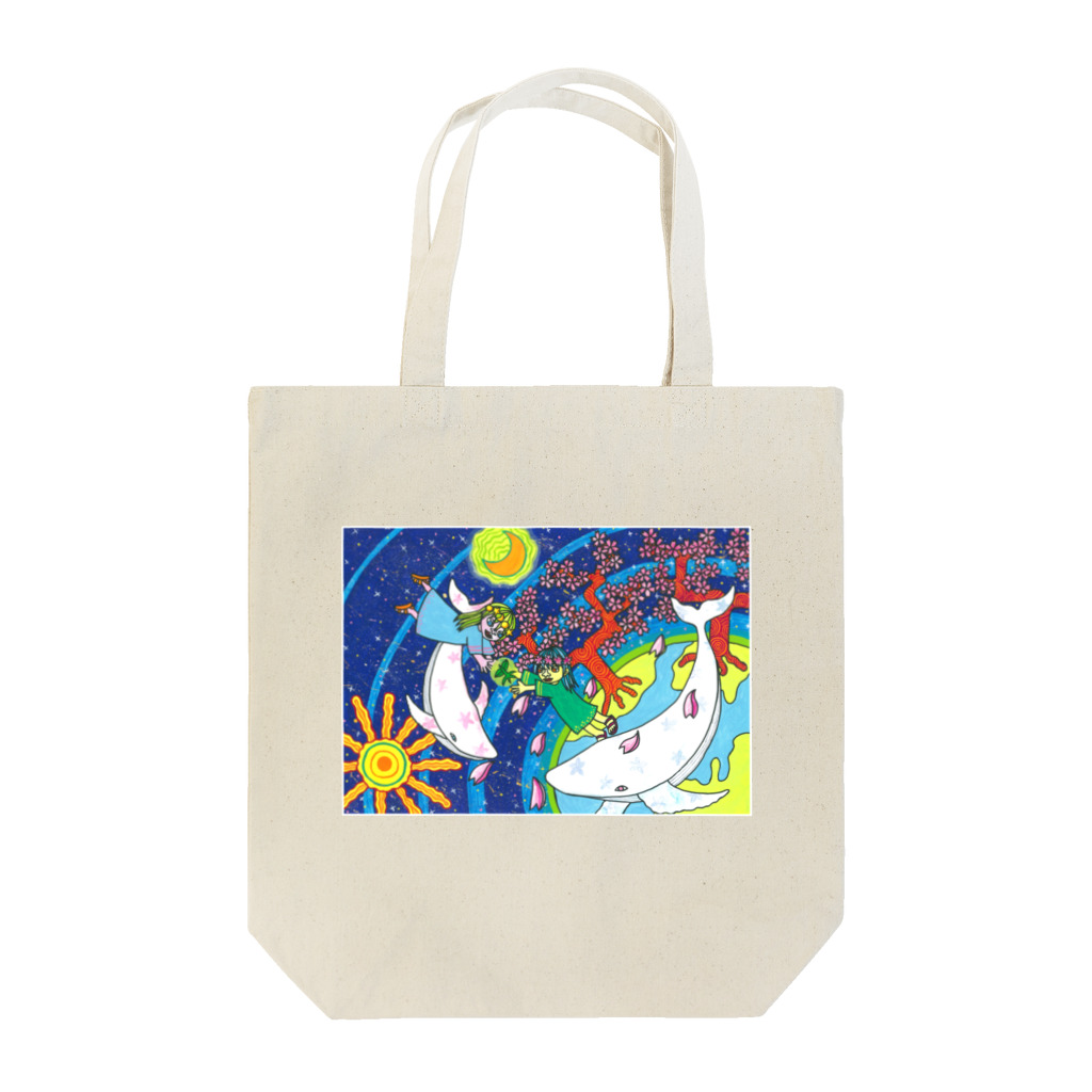 kouの落描き帳の桜の女神と白いクジラ Tote Bag