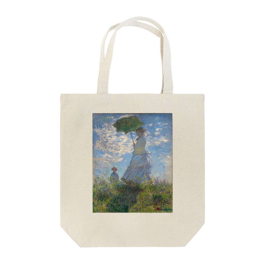 世界美術商店の散歩、日傘をさす女性 / Woman with a Parasol - Madame Monet and Her Son Tote Bag