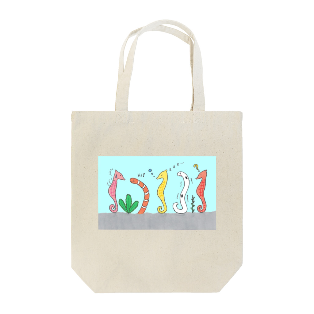 森図鑑の[森図鑑] 仲間に入れて（背景水色） Tote Bag