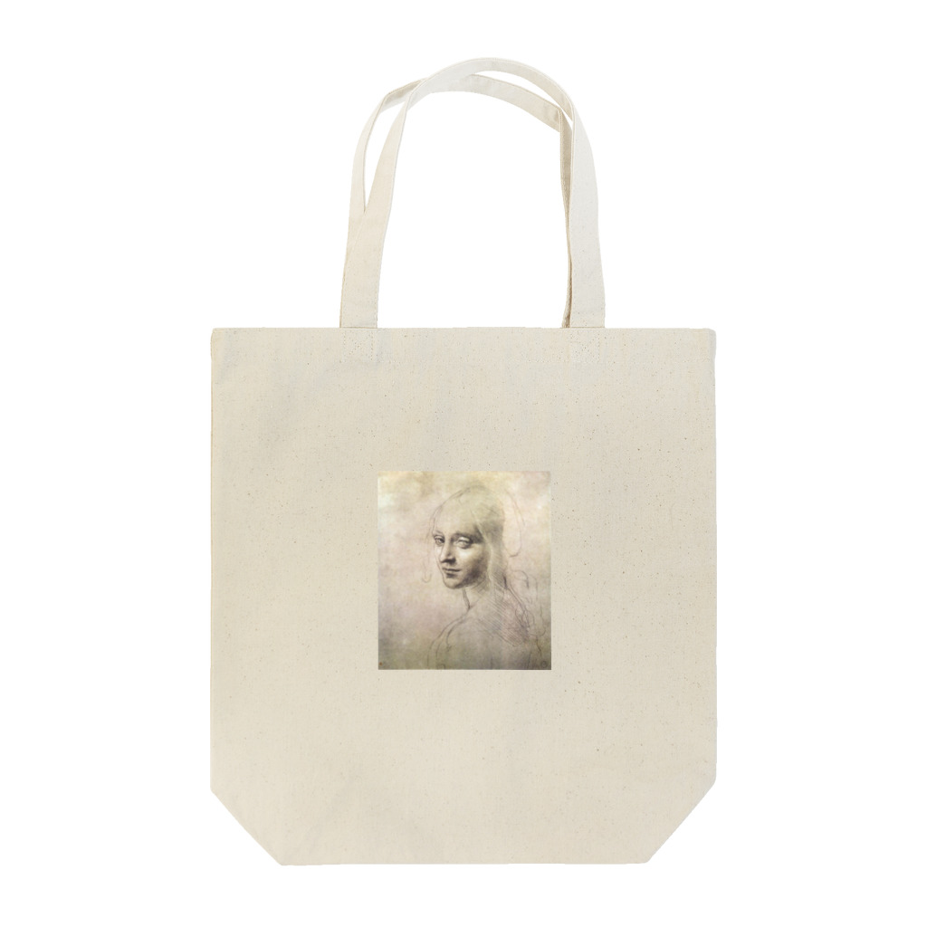 世界の絵画アートグッズのレオナルド・ダ・ヴィンチ 《少女の頭部／〈岩窟の聖母〉の天使のための習作》 Tote Bag