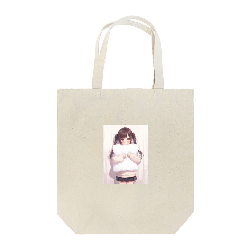 波にのるくまたんショップ62号店81番通りのクッションを持った女の子 Tote Bag