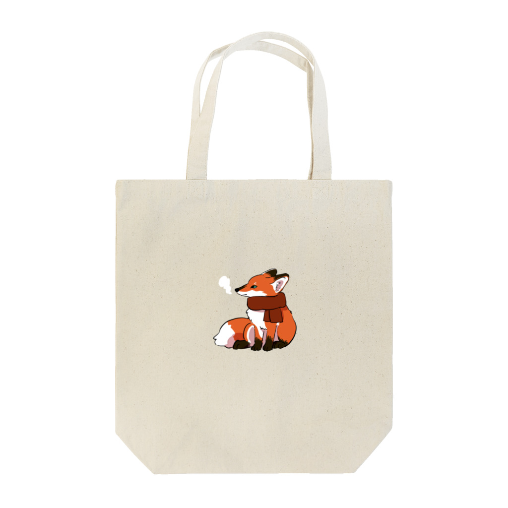 キツネ月のマフラーキツネ Tote Bag