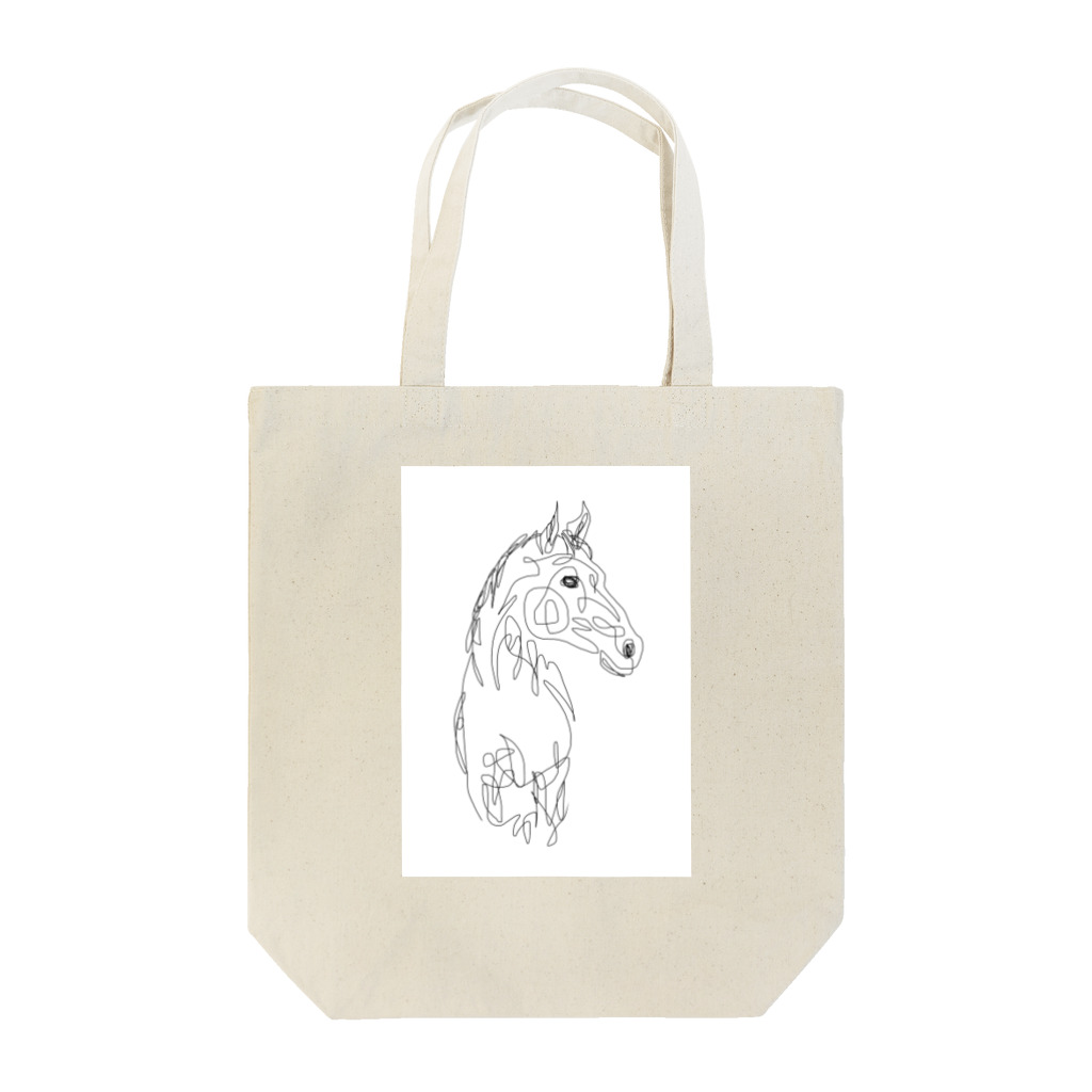 Mel Make StudioのOne line drawing horse  Tote Bag