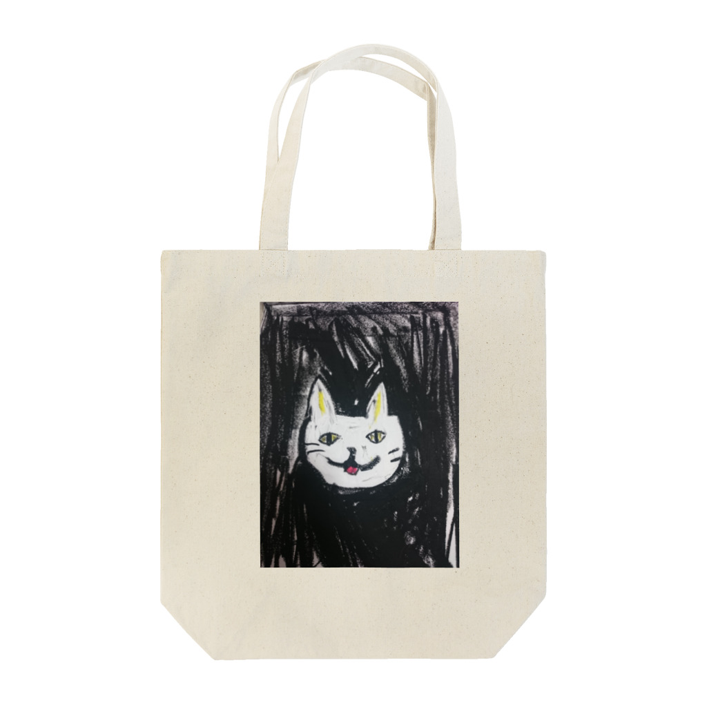 コミック&ブラックのクレヨン白猫 Tote Bag