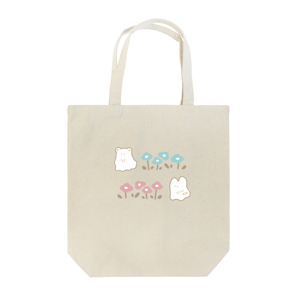 かんた🌱の白いのと花(青・ピンク) Tote Bag