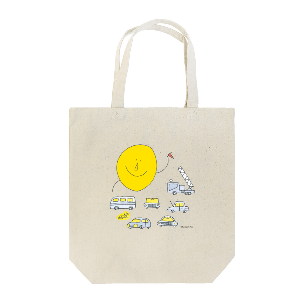 おつきさまのおかいもののおつきさまとくるまたち Tote Bag