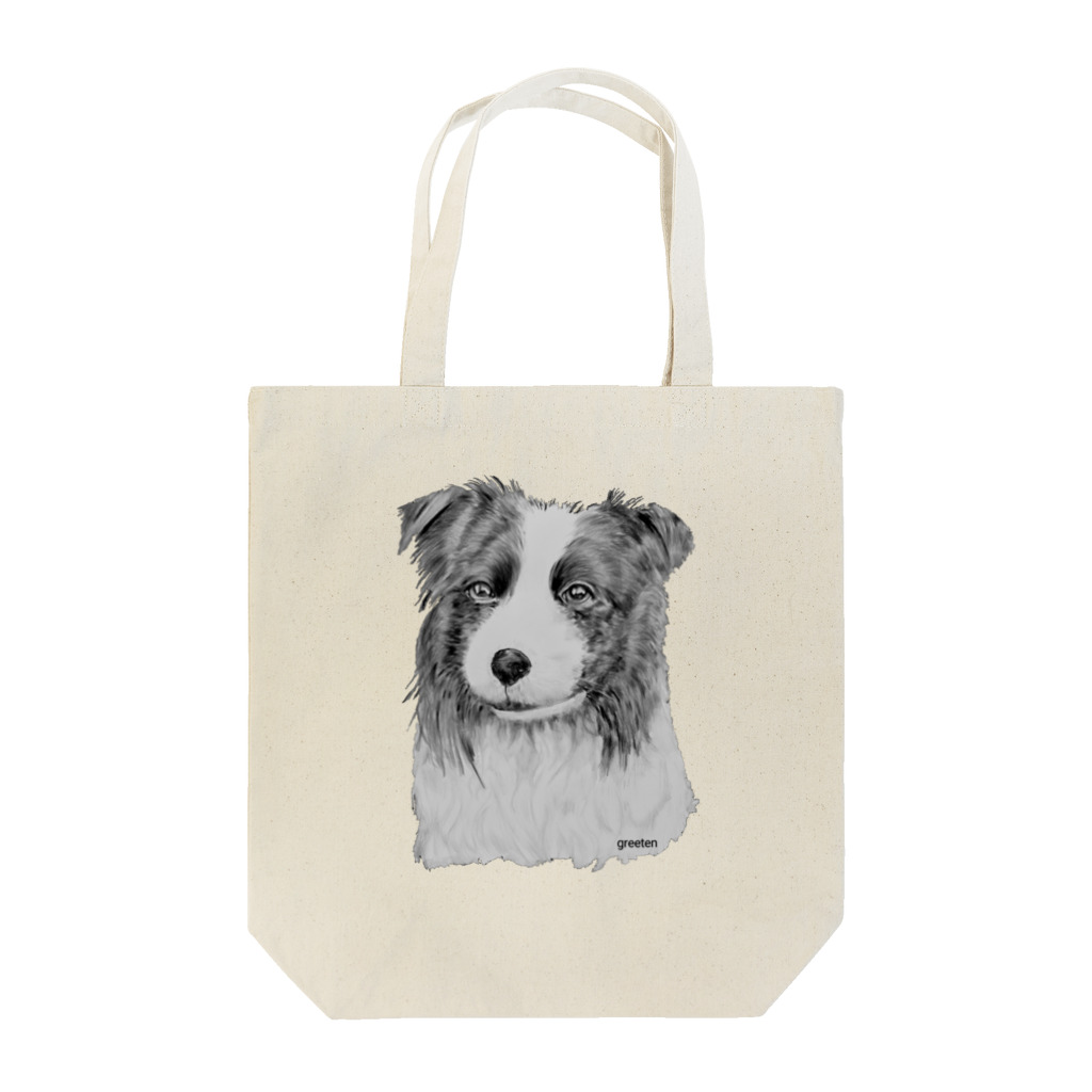 greetenのボーダーコリー　アート犬モノクロ Tote Bag