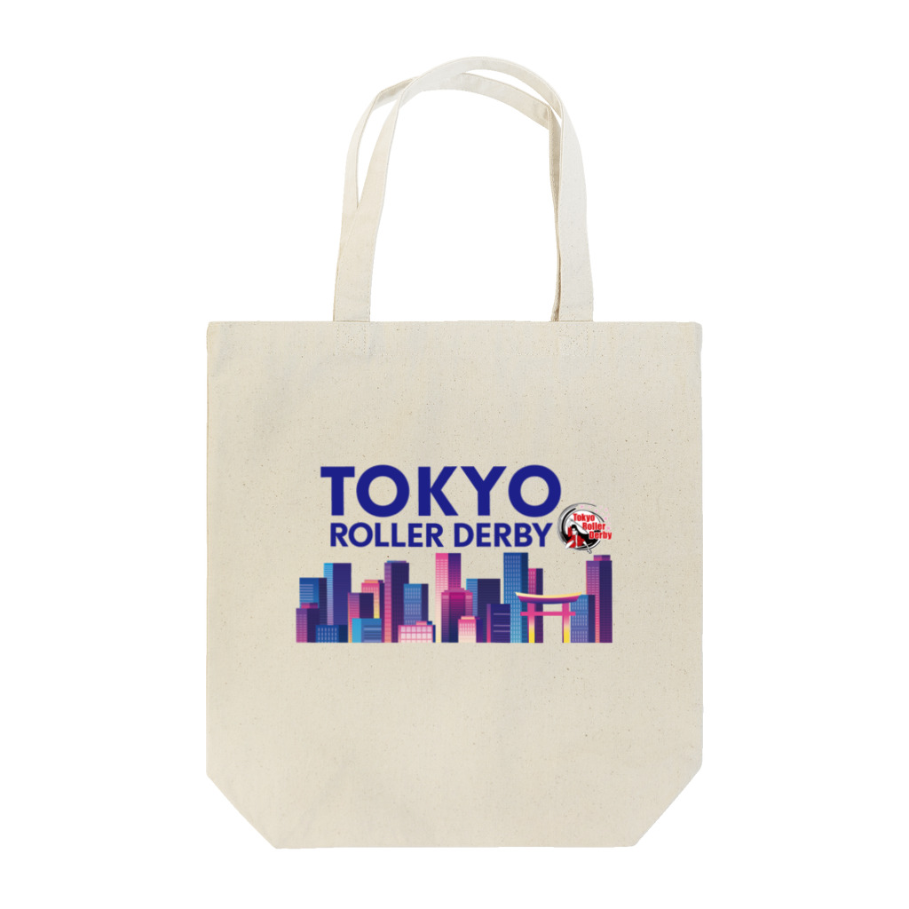 東京ローラーダービーのTokyo Skyline（Blue character) Tote Bag