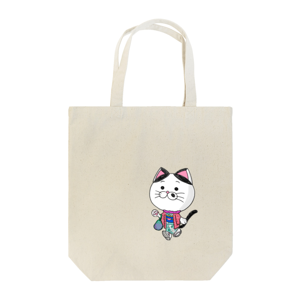 ブドウのお着物でお出かけニャンコ Tote Bag