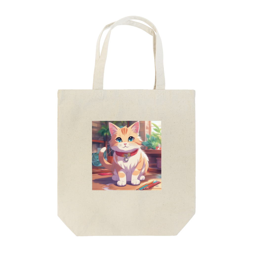 ネコのお部屋の絵を描くネコ Tote Bag