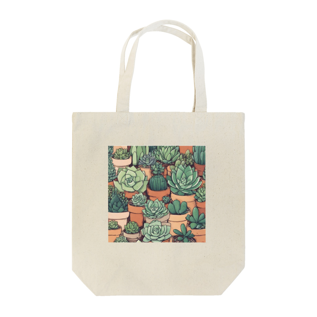 green artist のプランツパラダイスシリーズ多肉いっぱい Tote Bag