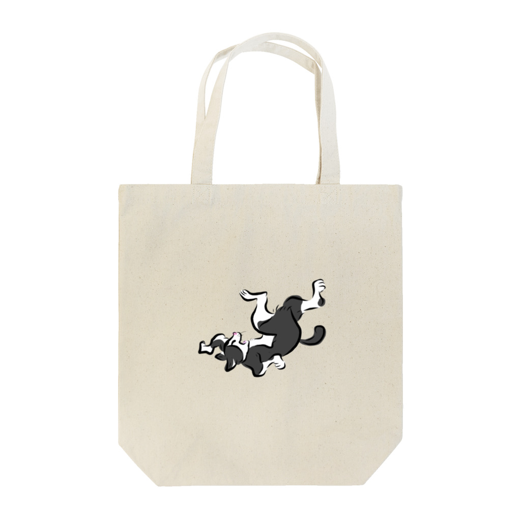 ハチとアンコのはちわれ猫の鳥獣人物戯画風 Tote Bag