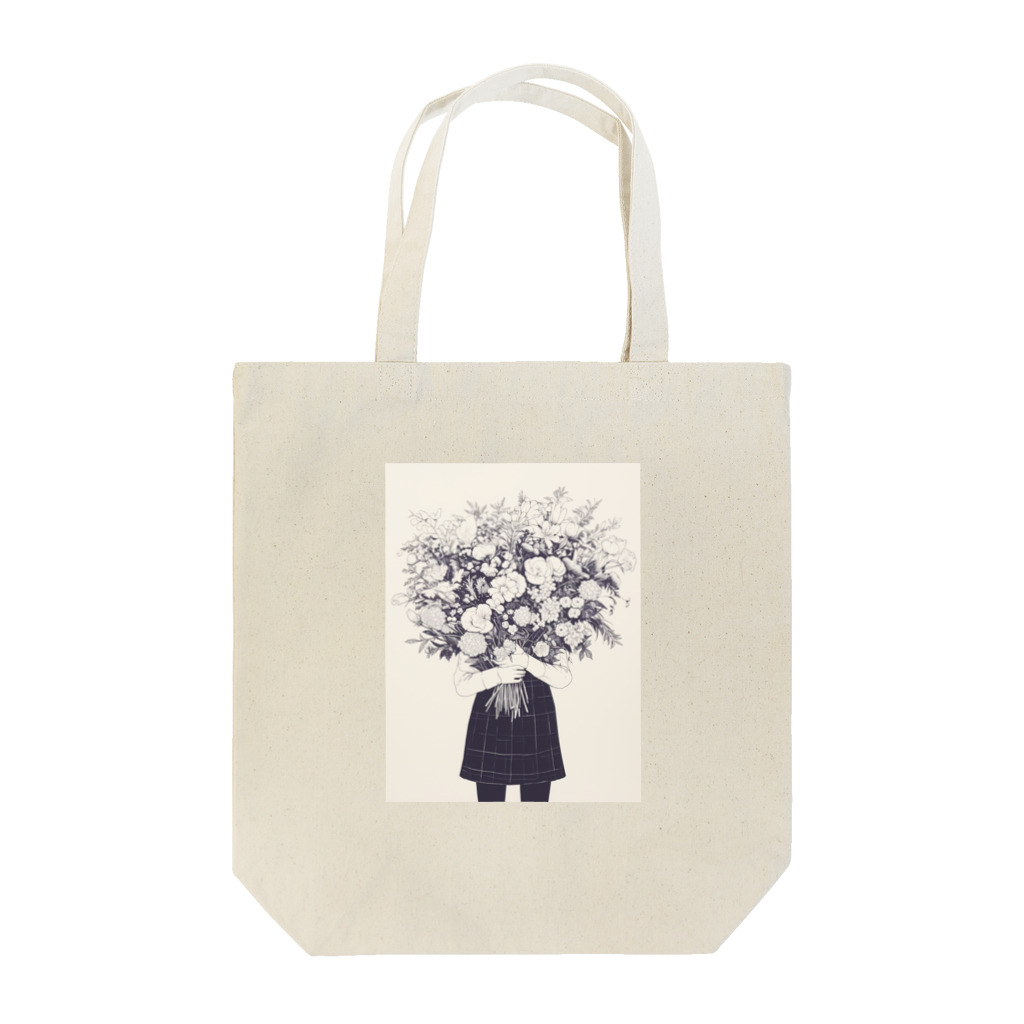 AQUAMETAVERSEの墨絵の様な花束と少女　ラフルール　1859 Tote Bag