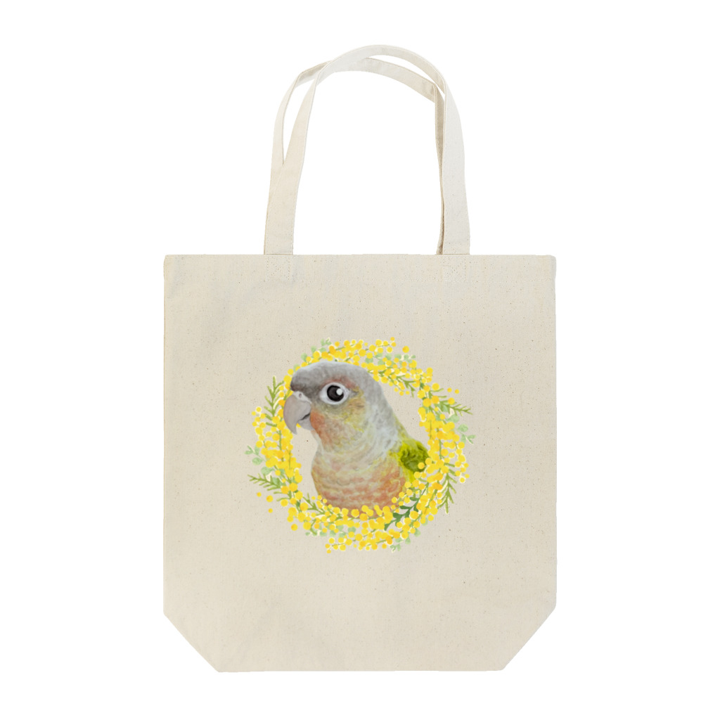 mariechan_koboの039 ウロコインコパイナップル ミモザのリース Tote Bag