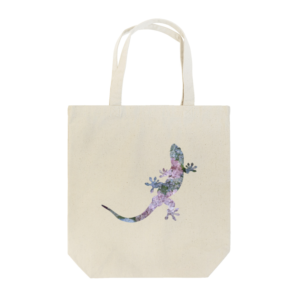 りっちゃん🦖のニホンヤモリ×紫陽花 Tote Bag