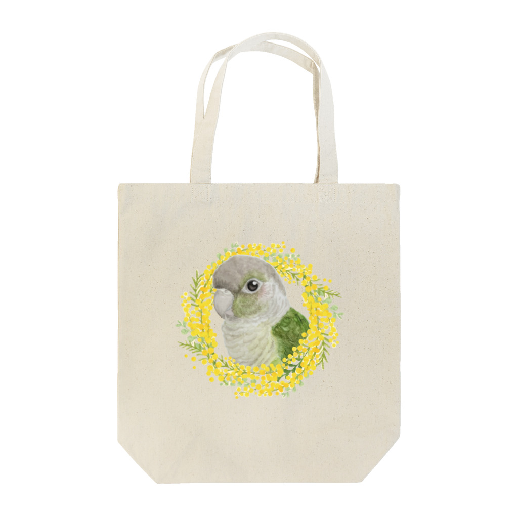 mariechan_koboの040 ウロコインコシナモン ミモザのリース Tote Bag