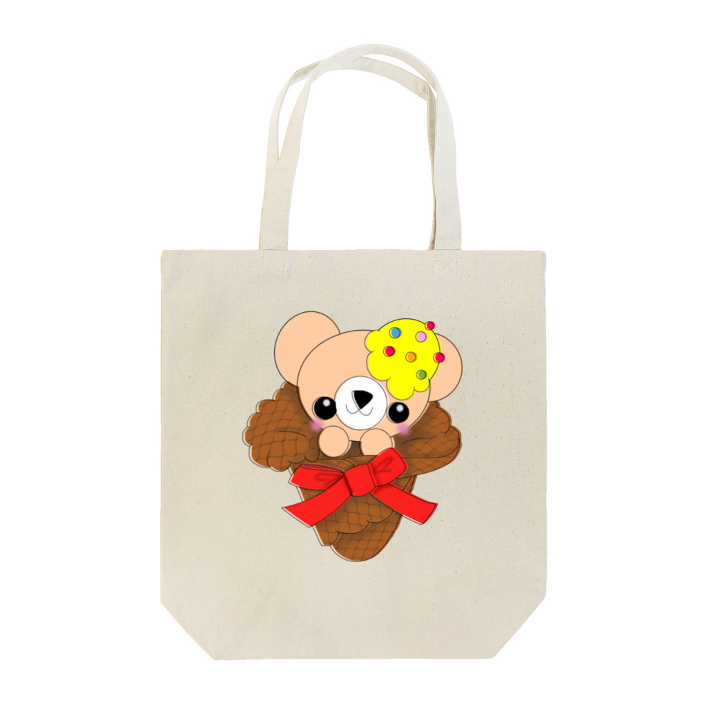 Handmade Na-Myuのコーンに入ったちびクマちゃん Tote Bag