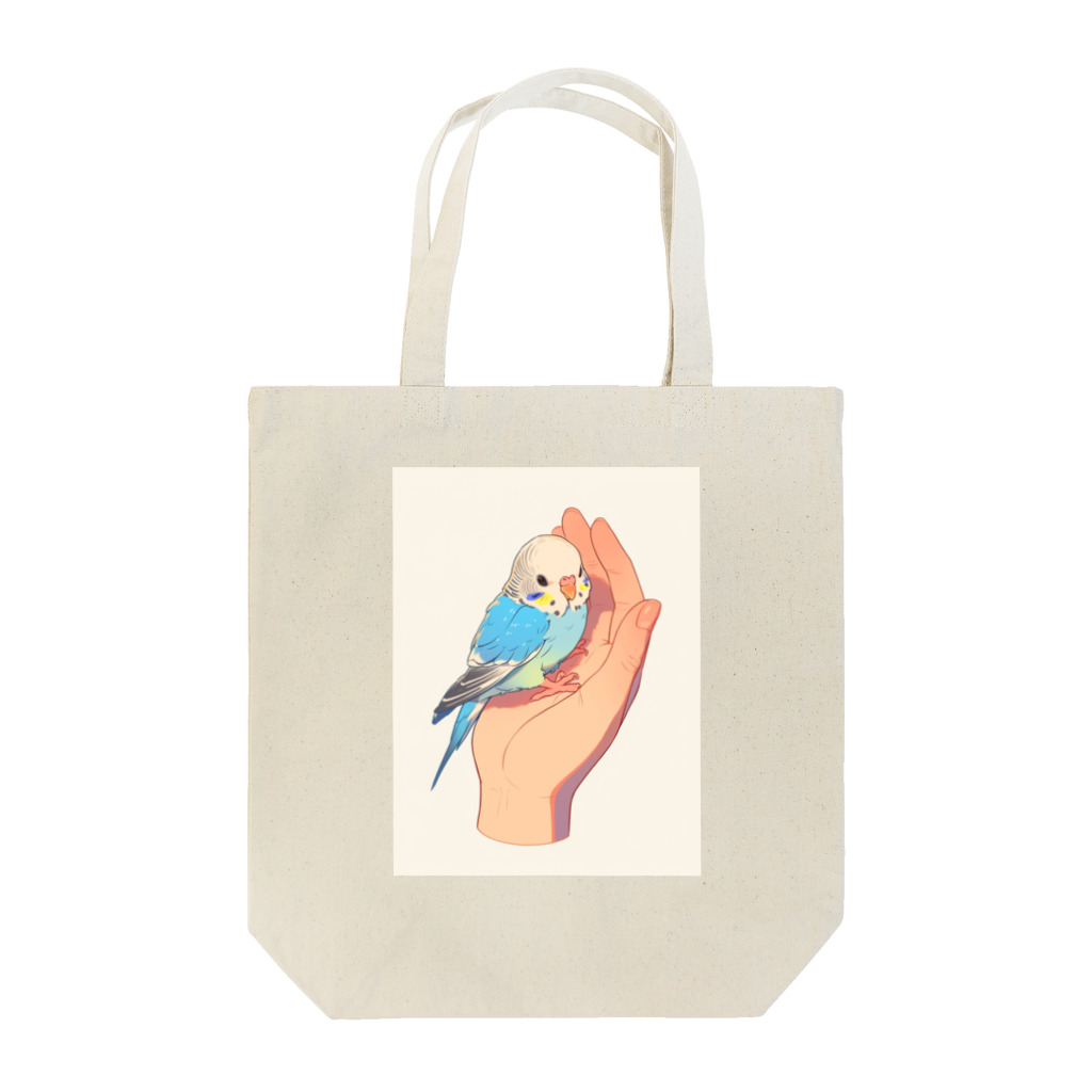 AQUAMETAVERSEの手のひらでおしゃべりセキセイインコの　BLUE PLUM  691 Tote Bag