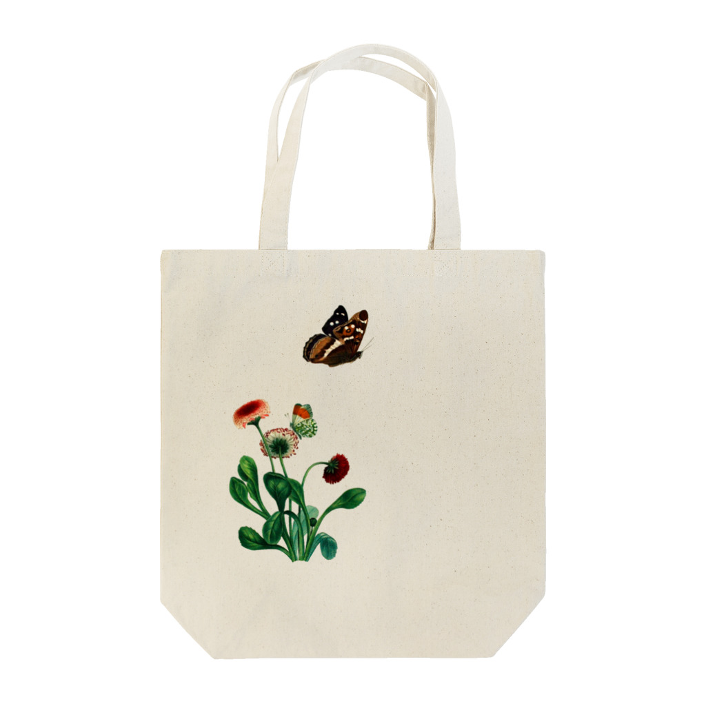 Saza-nami Antique designの花と蝶 Tote Bag