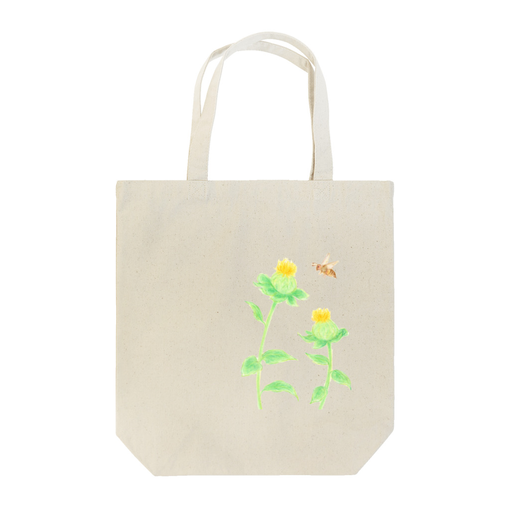 小さな星の庭のみつばちと紅花 Tote Bag