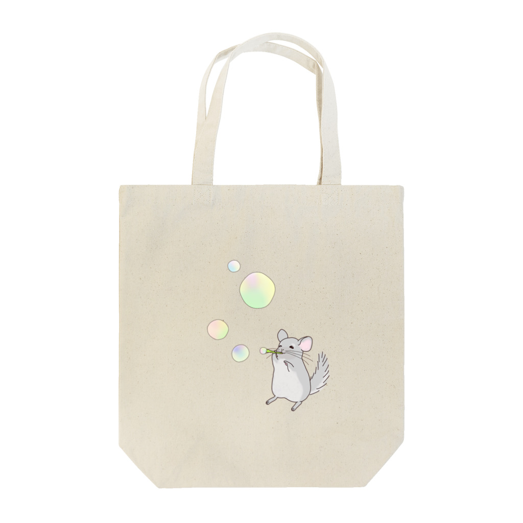 ぴーちゃん(*´꒳`*)のシャボン玉で遊ぶチンチラ Tote Bag