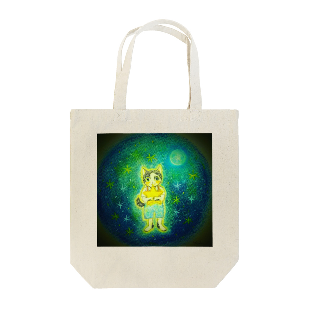 『星月夜の猫』（安財ちずかのイラストグッズONLINE SHOP）の星月夜・猫の幻想物語 Tote Bag