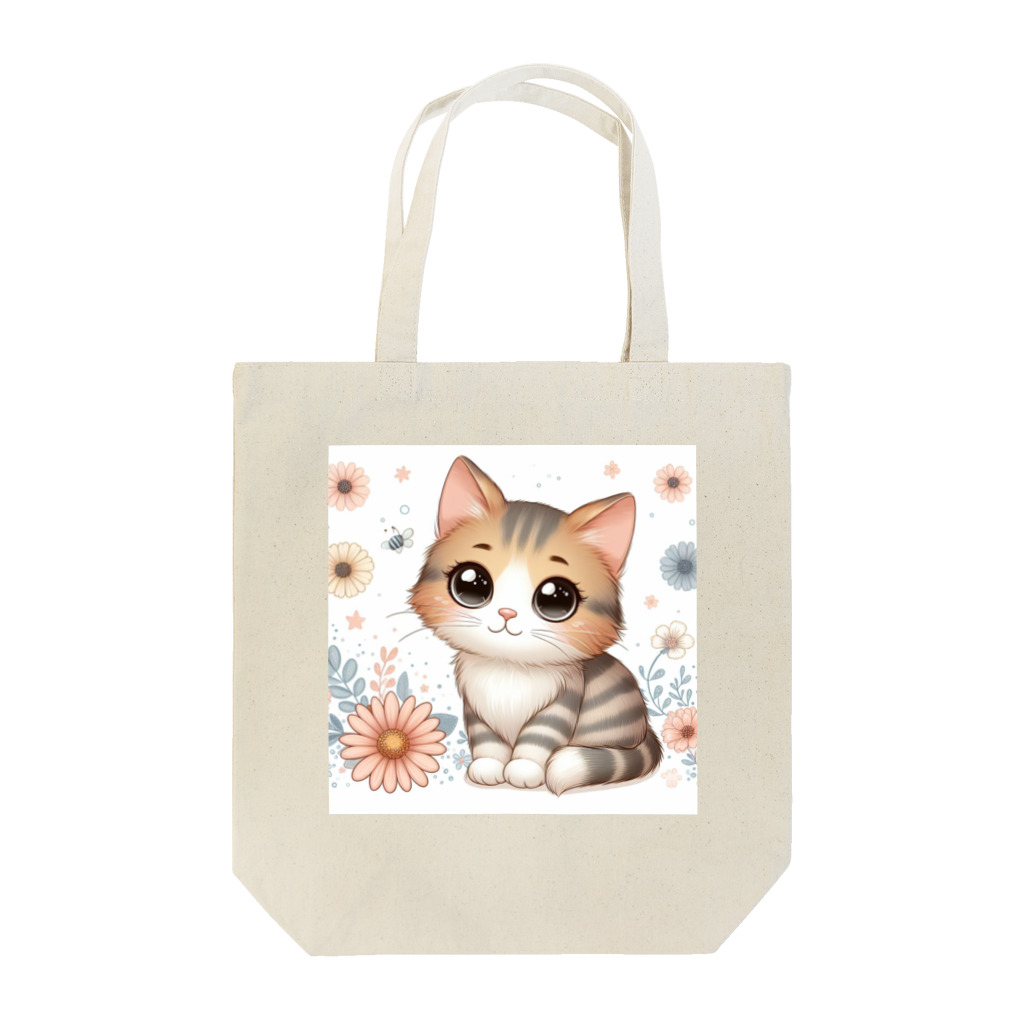 イラストアニマルズの癒しと可愛さが溢れるネコちゃん Tote Bag