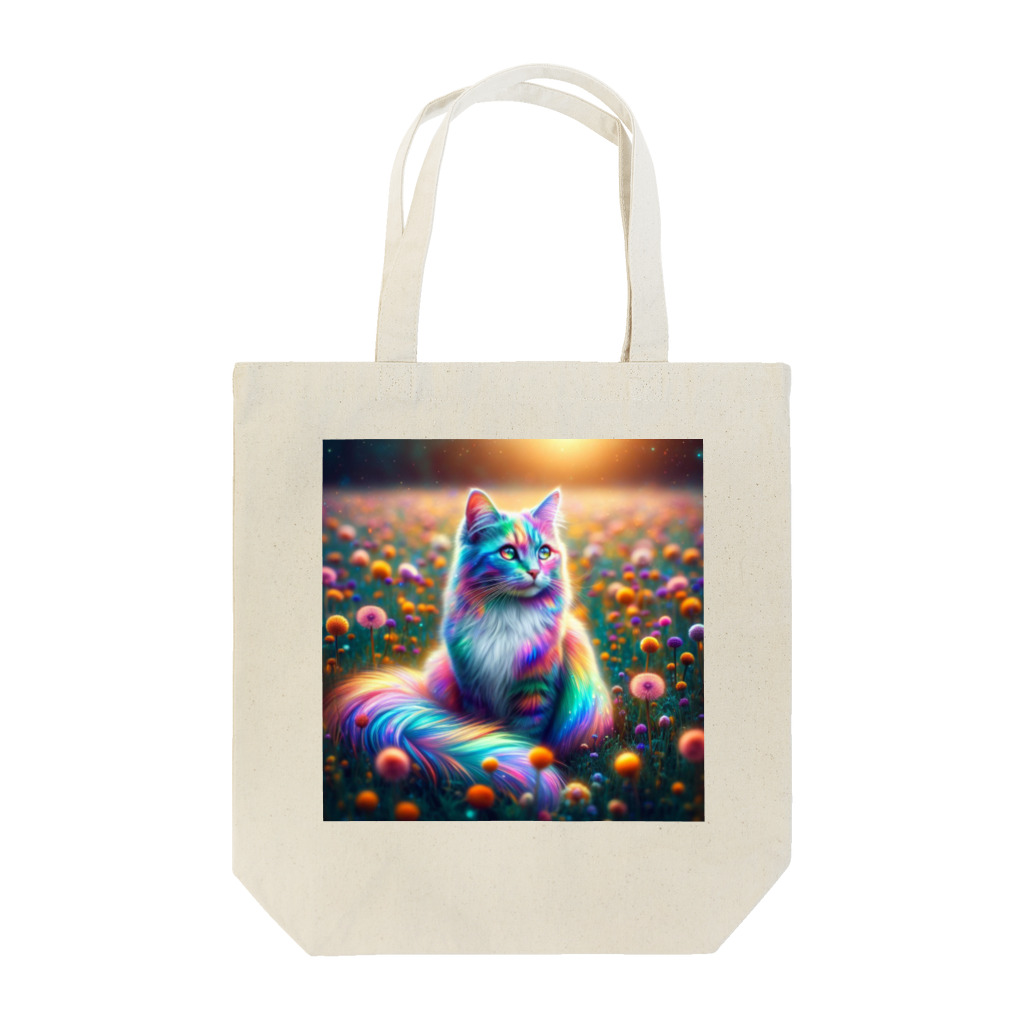 momonekokoの虹色に輝く優雅な猫 Tote Bag